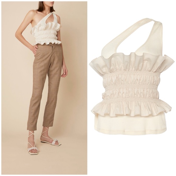 Johanna Ortiz Good Flow Smocked One Shoulder Top - Picture 1 of 8